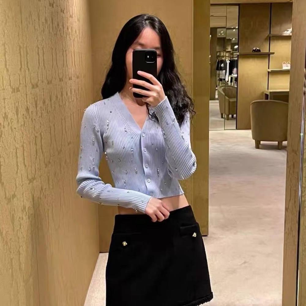 Authentic Miu Miu Pastel Blue Embellished Cardigan - Picture 6 of 6